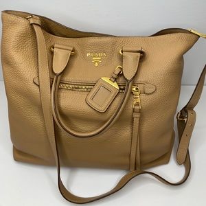 AUTHENTIC PRADA VITELLO DAINO LEATHER SHOPPER BAG